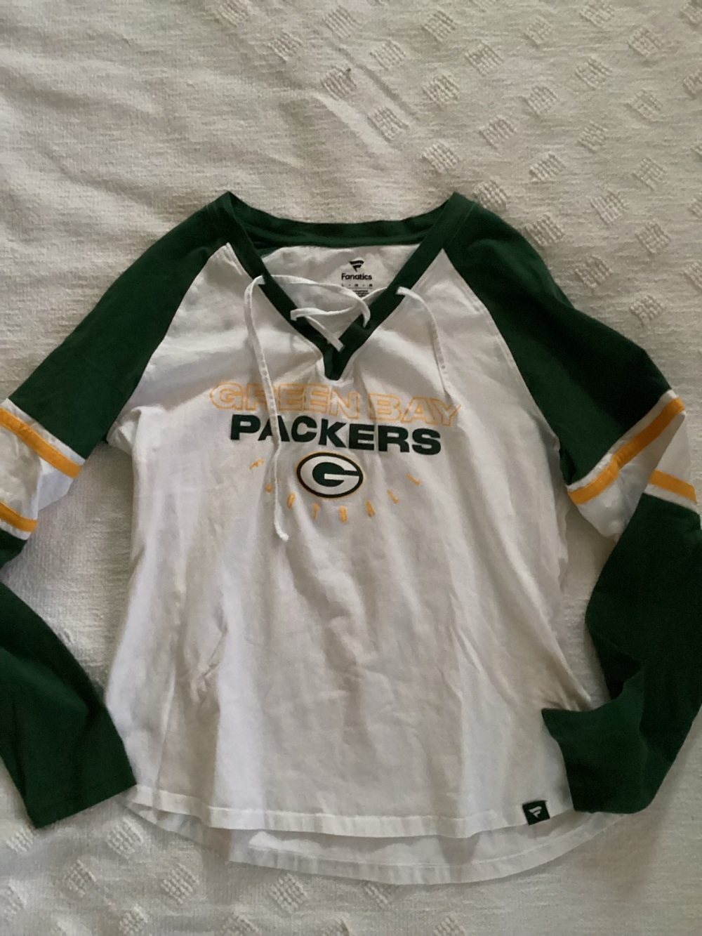 Women's Fanatics White/Green Green Bay Packers Redzone Blitz Package Raglan Lace